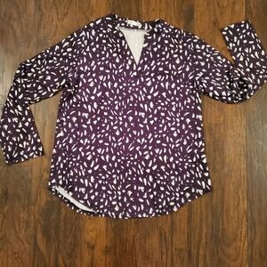 Halife Henley Roll Up 3/4 Sleeve Floral Print V Neck Tunic Blouses Tops Size XL